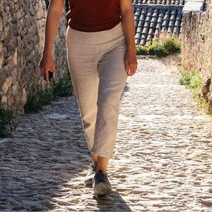 Only Child Solana Slim Pant in Oatmeal Linen size 6R 6